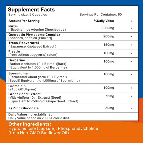 Suplemento Spliferkou Lipossomal Nad+ 2200mg 60 Cápsulas - Imagem 3