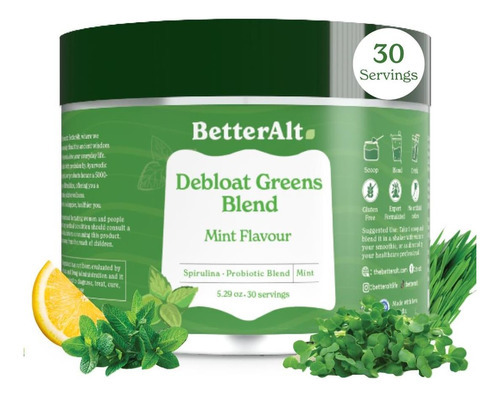 Better Alt Greens Powder, Detox & Debloat Com 15 Super Green