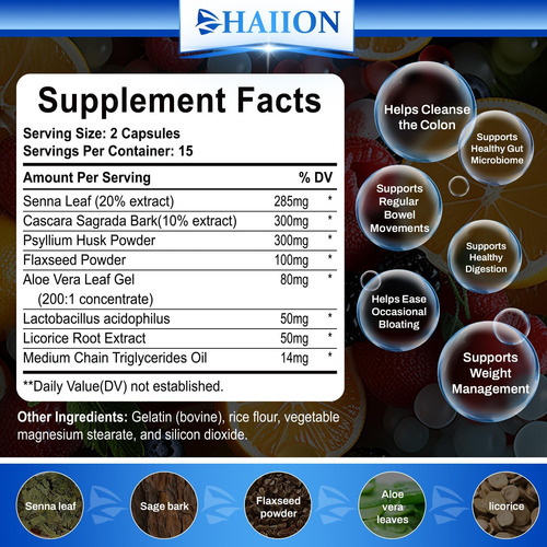 Haiion 15 Dias Cleanse E Suporte Do Cólon - Pastillas De 15 - Imagem 4