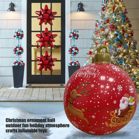 Bola De Natal Decorada Inflável Ao Ar Livre De 60 Cm - Imagem 7