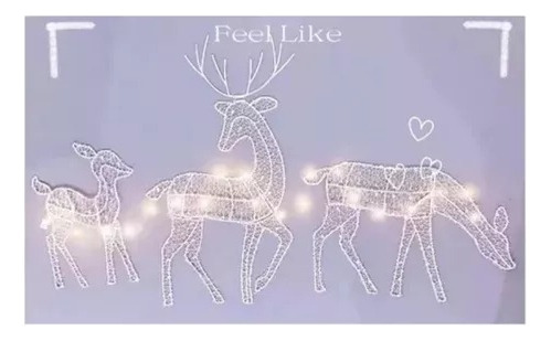 Ps Conjunto Enfeites Rena De Natal Com Led Luminosos De 3 - Imagem 5