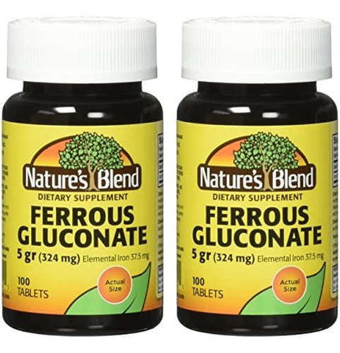 Comprimidos De Gluconato Ferroso Da Nature`s Blend 324 Mg, - Imagem 2