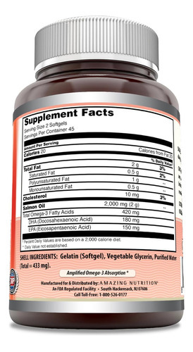 Incrível Omega Selvagem Do Alasca Salmon Oil 2000mg Por Porç - Imagem 3