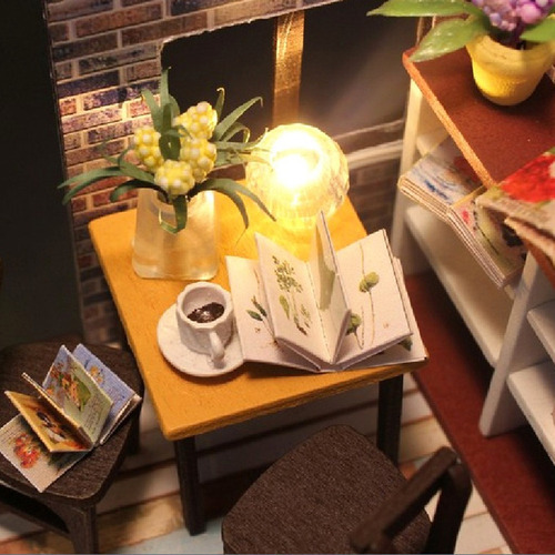 1:24 Diy Kit Casa De Bonecas Em Miniatura Time Travel Coffee - Imagem 8