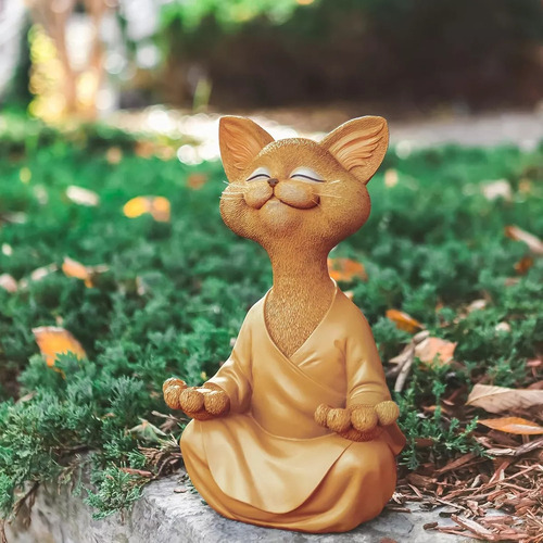 Estátua De Gato Meditando Para Ioga, Estatueta De Gato Zen, - Imagem 10