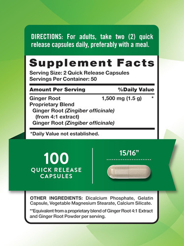 Cápsulas De Raiz De Gengibre Natures Truth | 1.500mg | 100 C - Imagem 2