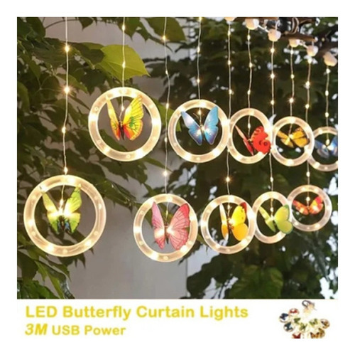 Luzes De Fadas De Luz Led Com Corda De Cortina De Borboleta - Imagem 2
