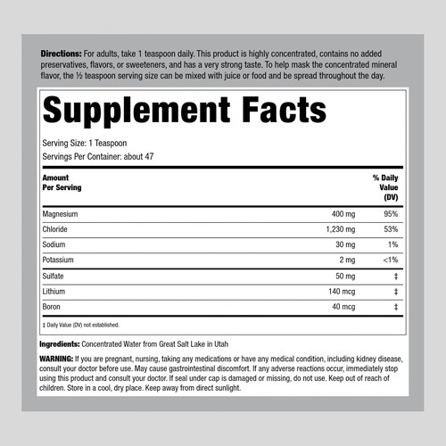 Piping Rock Líquido Iônico Magnésio | 400mg | 8 Onças | Supl - Imagem 2
