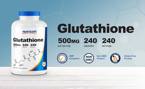 Suplemento Nutricost Glutationa Em Cápsulas 500 Mg 240 Porçõ - Imagem 4
