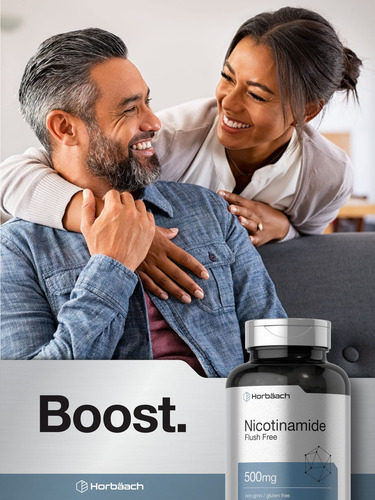 Suplemento Horbaach Flush Free Nicotinamida 500 Mg 180 Cápsu - Imagem 6