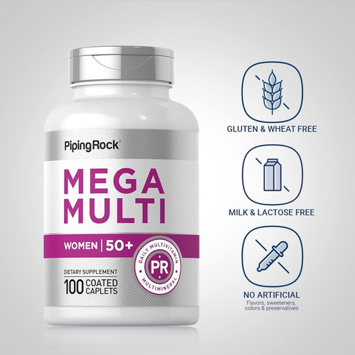 Multivitamínico 50 Plus Feminino Da Piping Rock | 100 Cápsul - Imagem 3
