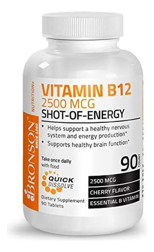 Vitamina B-12 Marca Bronson, 2500 Mcg, 90 Comprimidos - Imagem 5
