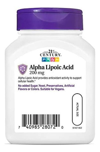 21st Century Healthcare Ácido Alfa Lipóico 200 Mg, 60 Cápsul - Imagem 7