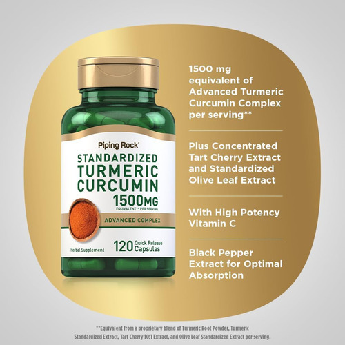 Suplemento De Curcumina E Cúrcuma Piping Rock 1500 Mg | 120 - Imagem 4