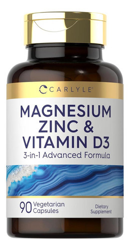 Carlyle Magnésio Zinco E Vitamina D3 | 90 Cápsulas | Fórmula