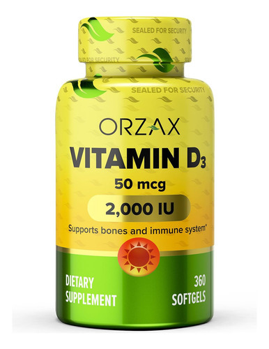 Orzax Vitamin Diu Softgels, Fornecimento Para 360 Dias, Supo