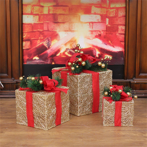Caixa De Presente Decorativa De Natal De 3 Peças Bem Ilumina - Imagem 2