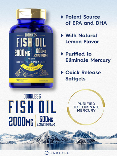 Suplemento De Óleo De Peixe Carlyle 2000 Mg | 600 Mg De Ômeg - Imagem 4