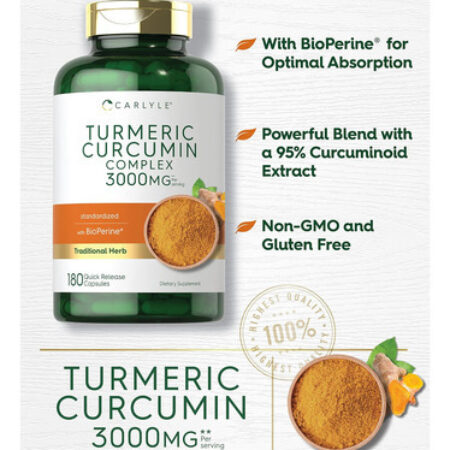 Suplemento De Curcumina E Cúrcuma Carlyle | 3000mg 180 Cápsu - Imagem 3