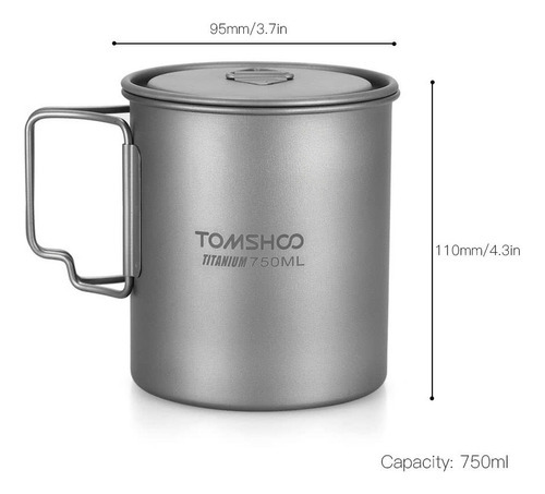 Tomshoo Ultralight 750ml Taça Titanium Outdoor Campi Portáti - Imagem 4