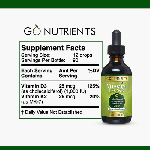Suplemento Go Nutrients Vitamina D3 Líquida Com K2 30ml - Imagem 6