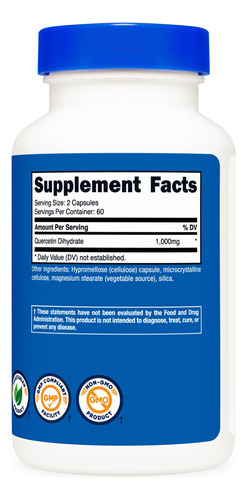 Suplemento Nutricost Quercetina 1000mg 120 Cápsulas - Imagem 6