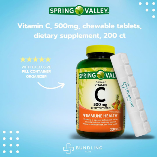 Pacote Bliss Spring Valley Vitamina C 500 Mg, Comprimidos Ma - Imagem 2