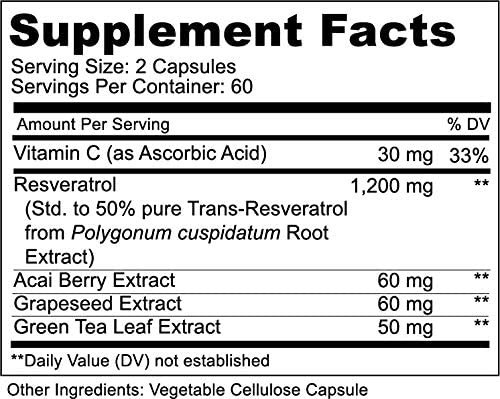 Resveratrol 1400mg 120 Cápsulas Potência Trans-resveratrol - Imagem 4