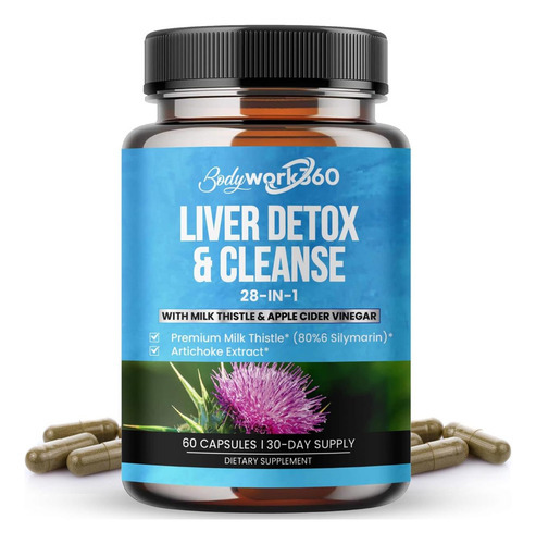 Bodywork360 Liver Detox & Cleanse - Suplemento 28 Em 1 Para