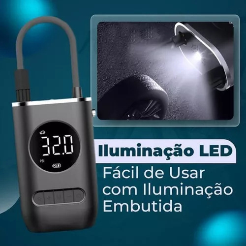 Nova Bomba De Ar Portátil Calibra E Infla Pneus - Imagem 7