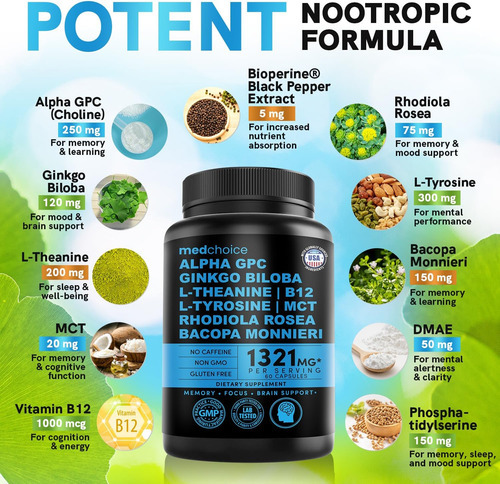 Suplementos Cerebrais Nootrópicos 11 Em 1: Suplemento De Mem - Imagem 2