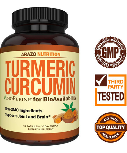Arazo Nutrition Curcumina De Cúrcuma Com Bioperine 1300mg Co - Imagem 2