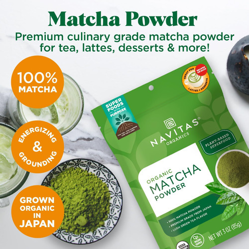 Pó Navitas Organics Matcha, 3 Onças. Saco, 85 Porções ' Grau - Imagem 2