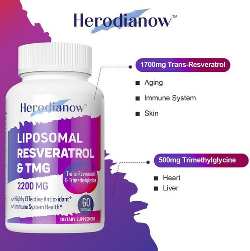 Resveratrol Lipossômico De Herodianow Com Suplemento Tmg 220 - Imagem 3