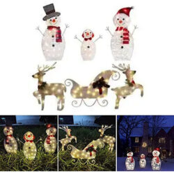 6 Peças De Luzes De Jardim De Boneco De Neve De Natal Rena