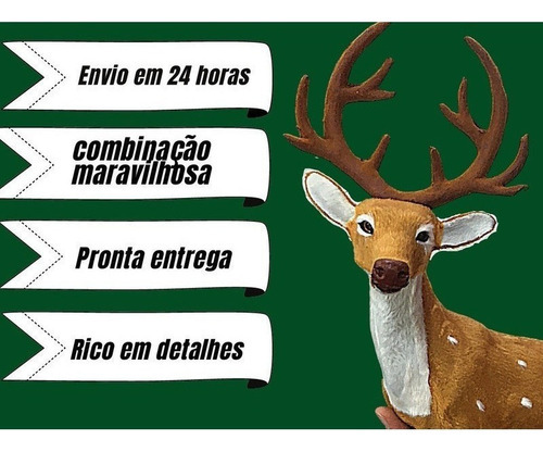 Família Rena Alce Para Apartamento Marrom Decoração Natal 3u - Imagem 3