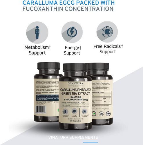 Vinatura Caralluma Fimbriata, Egcg 45% Extrato 1250mg + Fuco - Imagem 3