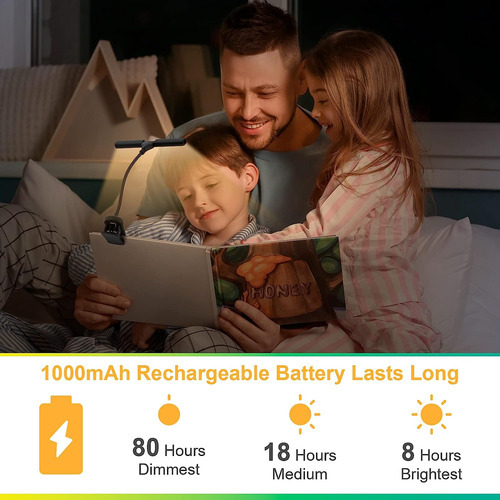 Luz De Leitura Para Livro Na Cama Led Recarregável - Imagem 7