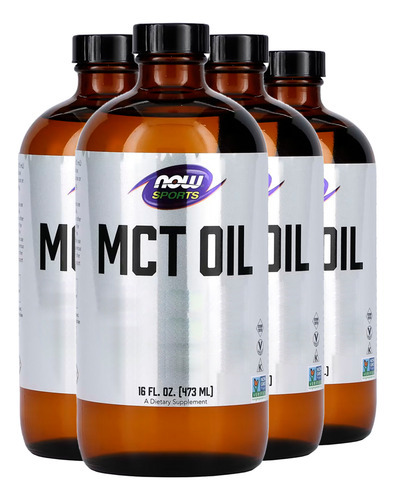 Óleo Mct Líquido Now Foods Sports 473ml Puro Importado 4un