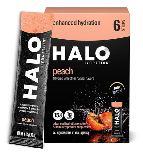 Pacotes De Pó Eletrólito De Hidratação Halo - Pêssego - 6 Po