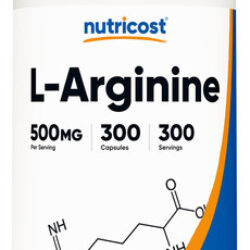 Suplemento Nutricost L-arginina 500 Mg 300 Cápsulas