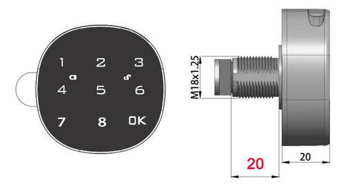 Bloqueio Eletrônico Smart Lock Senha Digital 20mm - Imagem 3