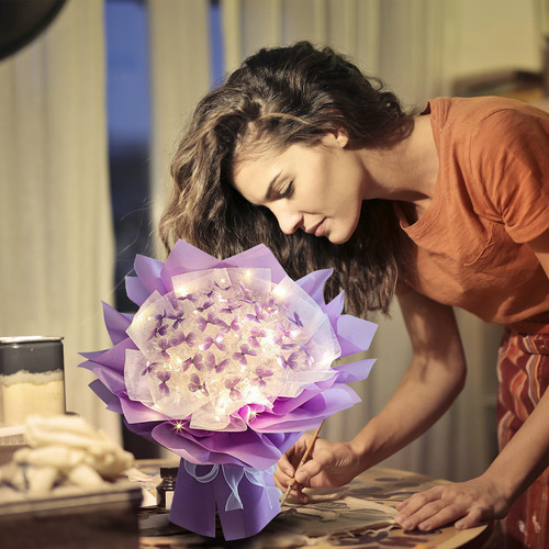 Novo Conjunto De Presente De Buquê De Flores De Borboletas D - Imagem 7