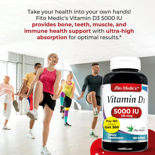 Fito Medics Lab - Vitamina D - 5000 Ui De - Vitamina D3-360 - Imagem 2