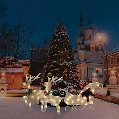 E Novo Trenó De Natal Com Luzes Decorativas Led Para - Imagem 4