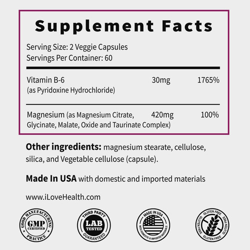 Suplemento De Complexo De Magnésio 420 Mg - 30 Mg De Vitamin - Imagem 4