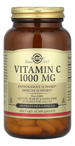 Solgar Vitamina C, 1.000 Mg, 100 Cápsulas Vegetais