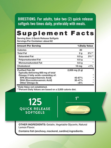 Natures Truth Óleo De Peixe Ômega 3 2.000 Mg | 125 Cápsulas - Imagem 2