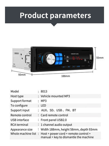 Car Mp3 Bluetooth Call Car Player Rádio Usb Flash - Imagem 2