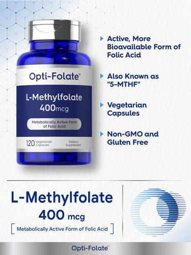 Suplemento Carlyle L-metilfolato 400mcg 120 Cápsulas - Imagem 4